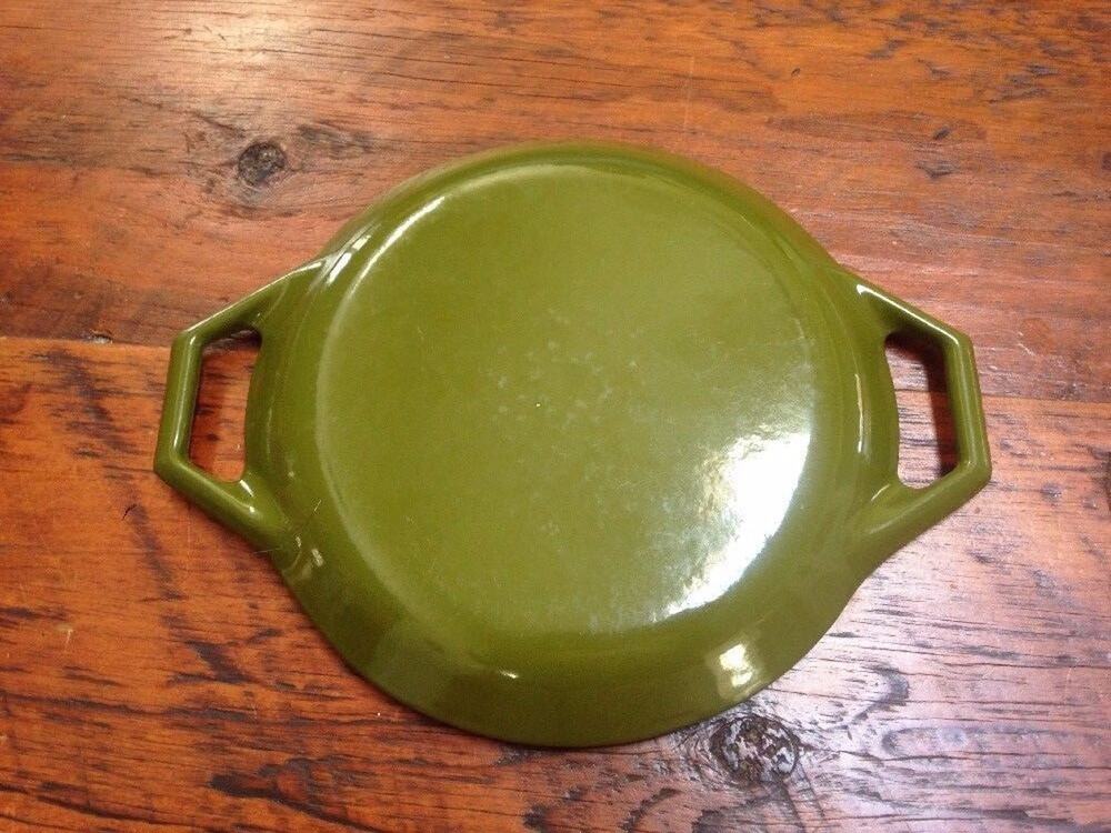 Copco Michael Lax Denmark Avocado Green Enamel Cast Iron Casserole Dish Pot Lid